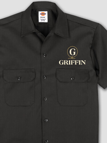 Lasso Monogram Black Embroidered Work Shirt