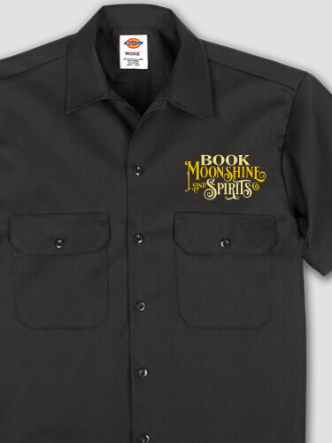 Moonshine and Spirits Black Embroidered Work Shirt