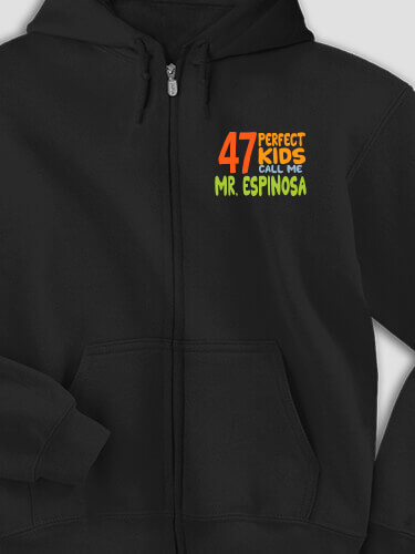 Perfect Kids Black Embroidered Zippered Hooded Sweatshirt