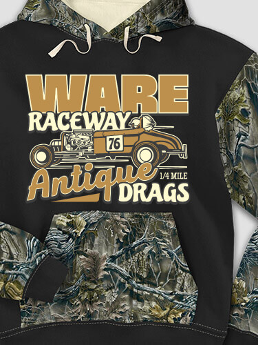 Antique Drag Race Black/SFG Camo Adult 2-Tone Camo Hooded Sweatshirt