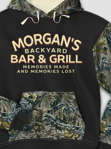 Backyard Bar and Grill Black/SFG Camo Adult 2-Tone Camo Hooded Sweatshirt