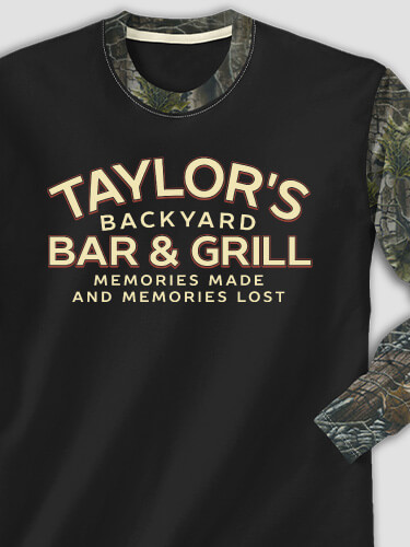 Backyard Bar and Grill Black/SFG Camo Adult 2-Tone Camo Long Sleeve T-Shirt