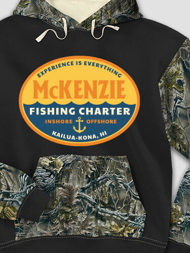 Fishing Charter Black/SFG Camo Adult 2-Tone Camo Hooded Sweatshirt