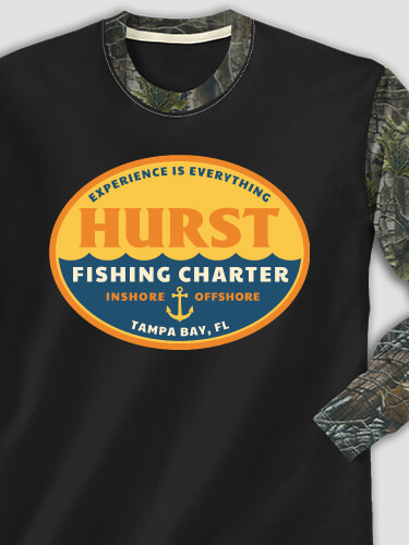 Fishing Charter Black/SFG Camo Adult 2-Tone Camo Long Sleeve T-Shirt