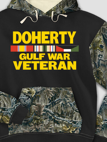 Gulf War Veteran Black/SFG Camo Adult 2-Tone Camo Hooded Sweatshirt