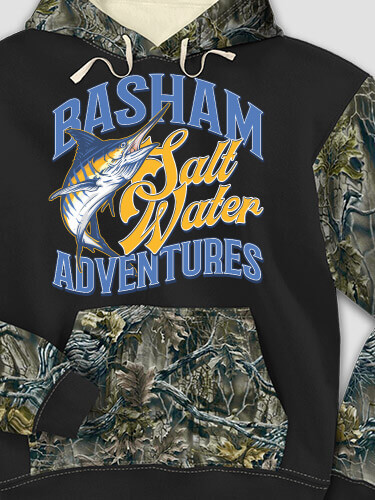 Salt Water Adventures Black/SFG Camo Adult 2-Tone Camo Hooded Sweatshirt