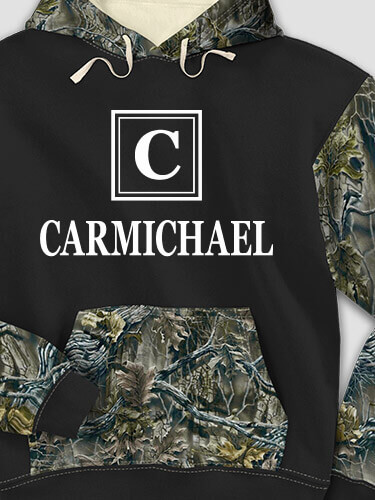 Square Monogram Black/SFG Camo Adult 2-Tone Camo Hooded Sweatshirt