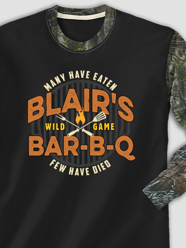 Wild Game Few Have Died BBQ Black/SFG Camo Adult 2-Tone Camo Long Sleeve T-Shirt