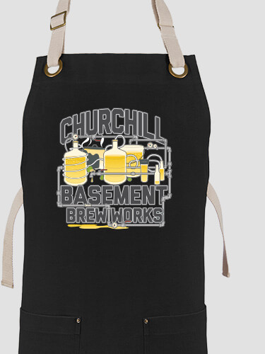 Black/Stone Basement Brew Works Personalized canvas-work-apron 