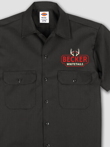 Whitetails Black Embroidered Work Shirt