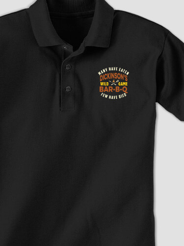 Wild Game Few Have Died BBQ Black Embroidered Polo Shirt