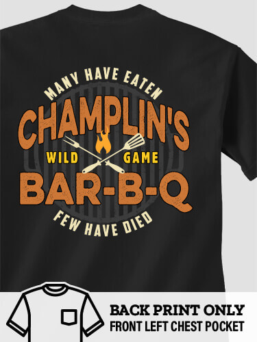 Wild Game Few Have Died BBQ Black Adult Pocket T-Shirt