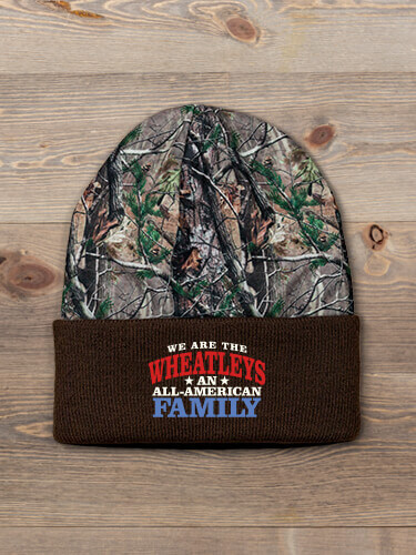 All American Brown/Camo Embroidered 2-Tone Camo Cuffed Beanie