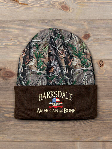 American to the Bone Brown/Camo Embroidered 2-Tone Camo Cuffed Beanie