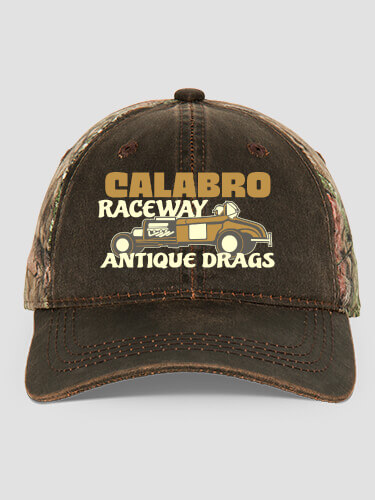 Antique Drag Race Brown/Camo Embroidered 2-Tone Camo Hat