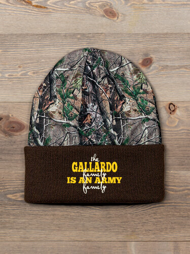 Army Family Brown/Camo Embroidered 2-Tone Camo Cuffed Beanie