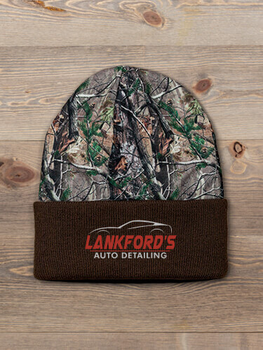 Auto Detailing Brown/Camo Embroidered 2-Tone Camo Cuffed Beanie