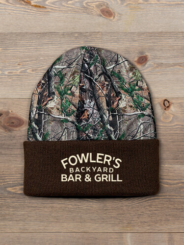 Backyard Bar and Grill Brown/Camo Embroidered 2-Tone Camo Cuffed Beanie