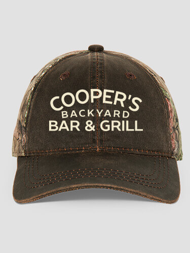 Backyard Bar and Grill Brown/Camo Embroidered 2-Tone Camo Hat