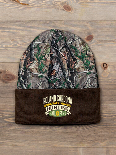 Brown/Camo Deer Hunting Hall Of Fame Personalized embroidered-2tone-camo-cuffed-beanie 