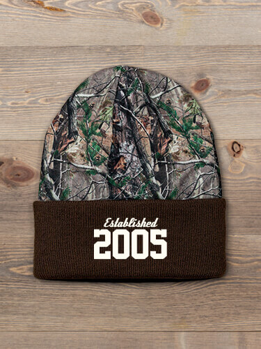 Established Brown/Camo Embroidered 2-Tone Camo Cuffed Beanie