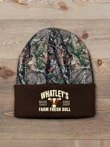 Farm Fresh Bull Brown/Camo Embroidered 2-Tone Camo Cuffed Beanie