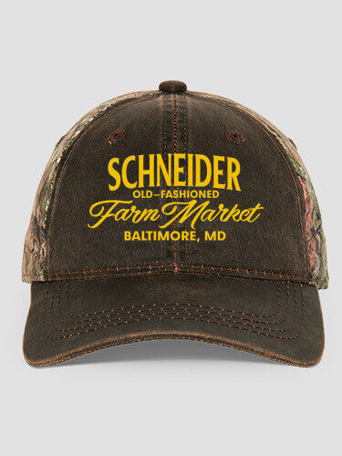 Farm Market Brown/Camo Embroidered 2-Tone Camo Hat