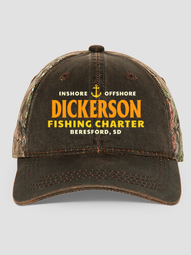 Fishing Charter Brown/Camo Embroidered 2-Tone Camo Hat