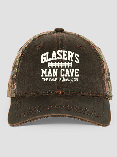 Football Man Cave Brown/Camo Embroidered 2-Tone Camo Hat