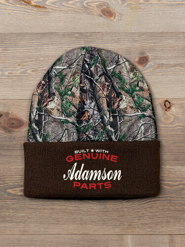 Genuine Parts Brown/Camo Embroidered 2-Tone Camo Cuffed Beanie