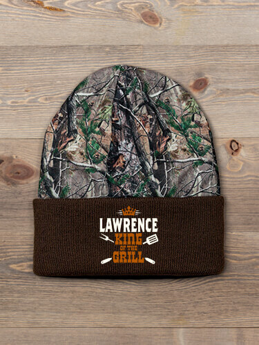 King of the Grill Brown/Camo Embroidered 2-Tone Camo Cuffed Beanie