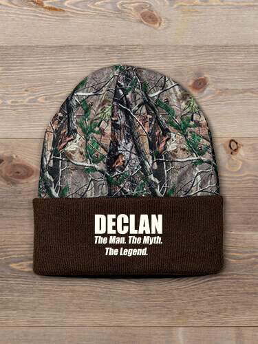 Man Myth Legend Brown/Camo Embroidered 2-Tone Camo Cuffed Beanie