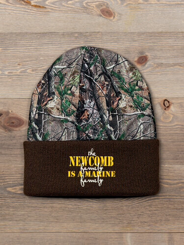 Marine Family Brown/Camo Embroidered 2-Tone Camo Cuffed Beanie