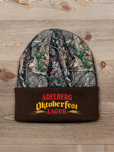 Oktoberfest Lager Brown/Camo Embroidered 2-Tone Camo Cuffed Beanie