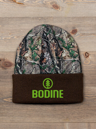 Pine Tree Brown/Camo Embroidered 2-Tone Camo Cuffed Beanie