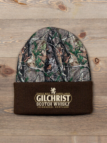 Scotch Whisky Brown/Camo Embroidered 2-Tone Camo Cuffed Beanie