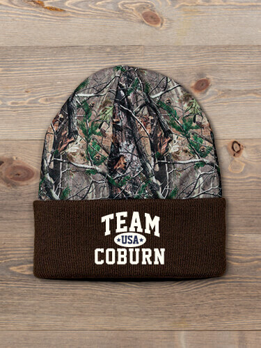 Team USA Brown/Camo Embroidered 2-Tone Camo Cuffed Beanie