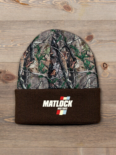 Vintage Motors Brown/Camo Embroidered 2-Tone Camo Cuffed Beanie