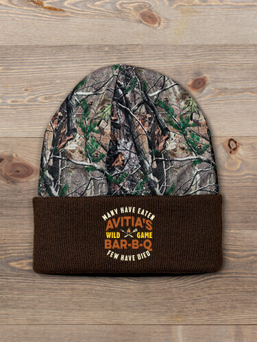 Wild Game Few Have Died BBQ Brown/Camo Embroidered 2-Tone Camo Cuffed Beanie