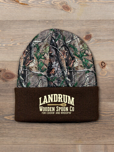 Wooden Spoon Company Brown/Camo Embroidered 2-Tone Camo Cuffed Beanie