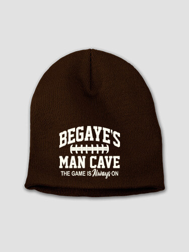 Football Man Cave Brown Embroidered Beanie