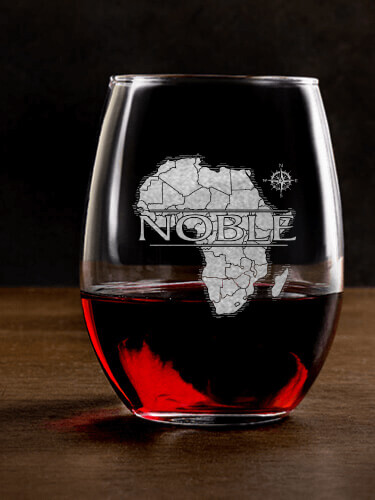 African Heritage Clear Stemless Wine Glass - Engraved (single)