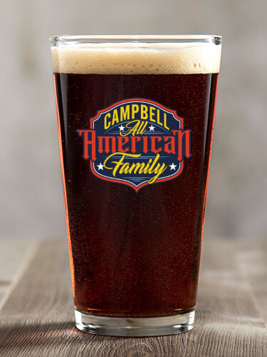 All-American Family Clear Pint Glass - Color Printed (single)