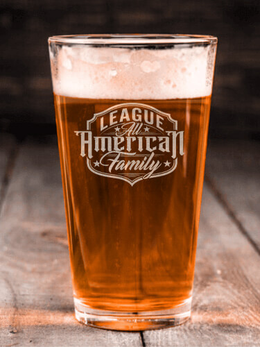 All-American Family Clear Pint Glass - Engraved (single)