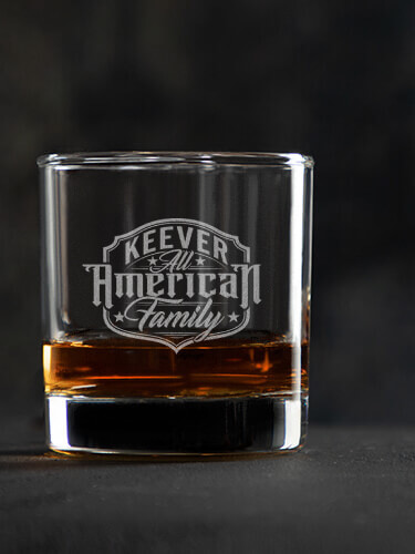 All-American Family Clear Rocks Glass - Engraved (single)