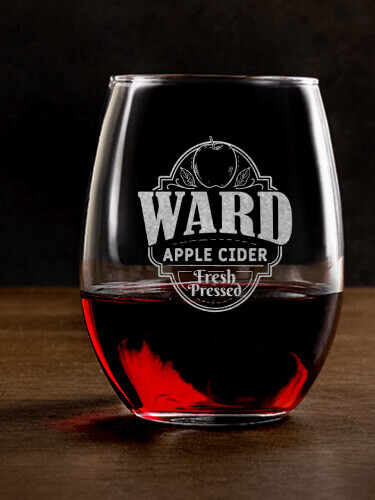 Apple Cider Clear Stemless Wine Glass - Engraved (single)