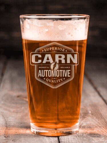 Automotive Clear Pint Glass - Engraved (single)