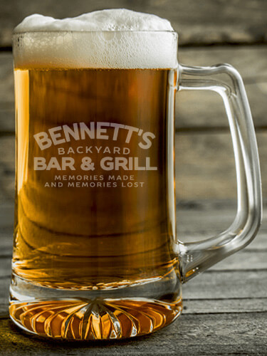 Backyard Bar and Grill Clear Beer Mug - Engraved