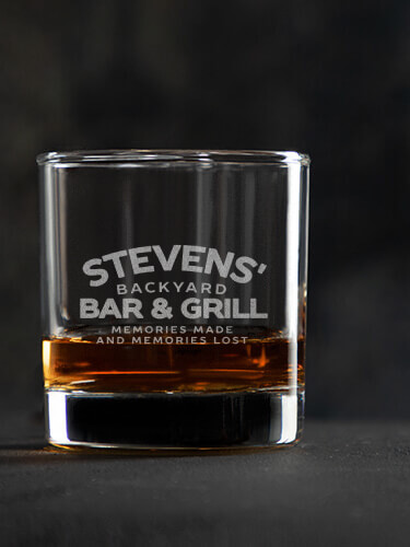 Backyard Bar and Grill Clear Rocks Glass - Engraved (single)