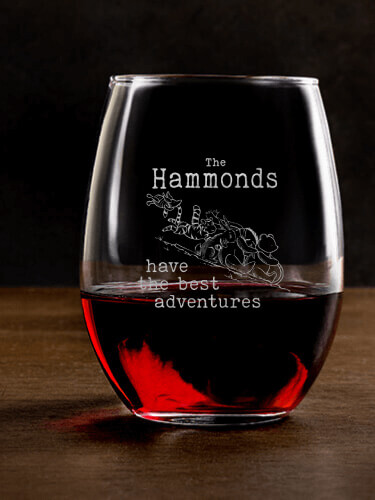 Best Adventures Clear Stemless Wine Glass - Engraved (single)